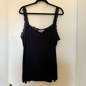 Sejour Never Worn Black Lace Trim Tank in Size 3X